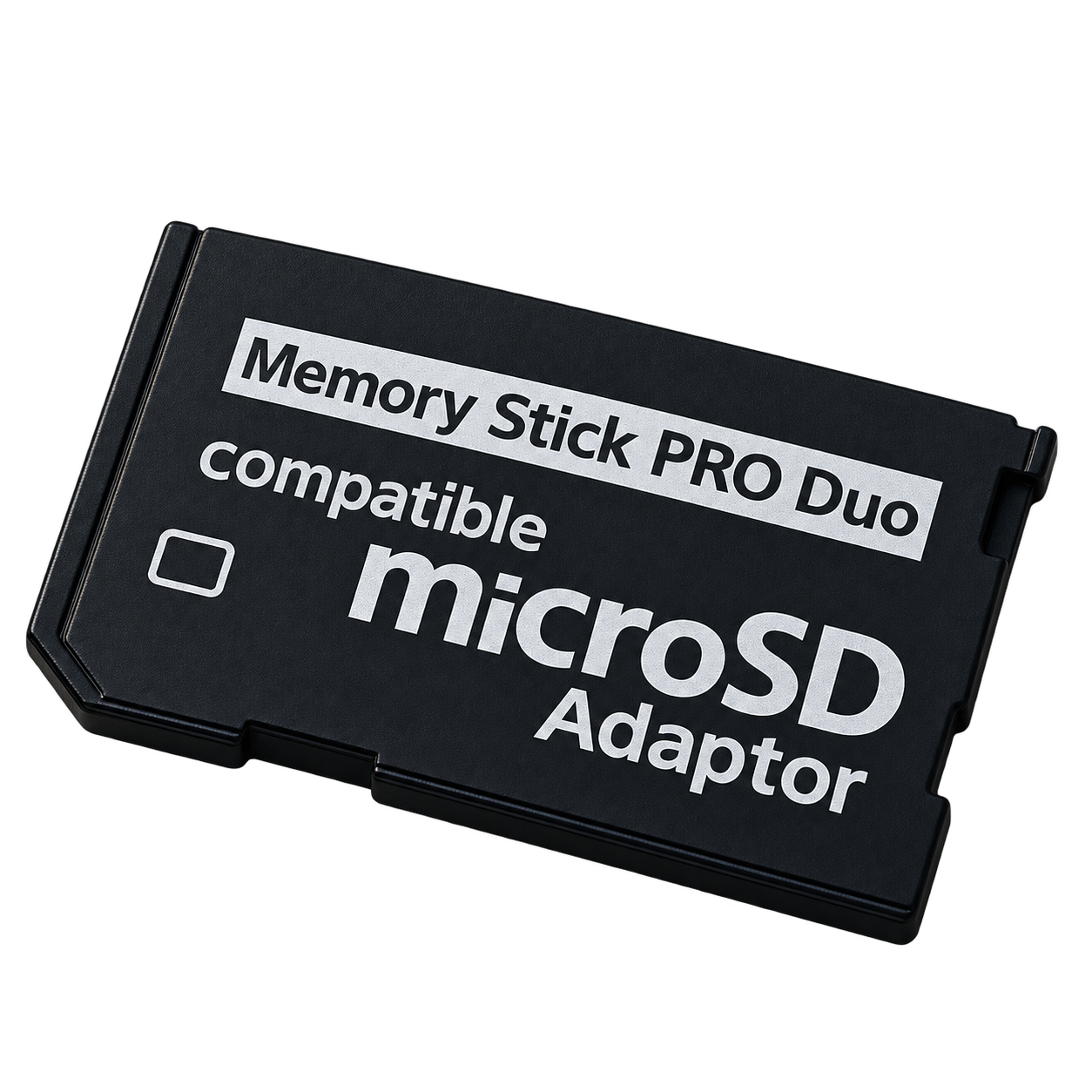 Black microSD to Memory Stick PRO Duo adapter; microSD card not included