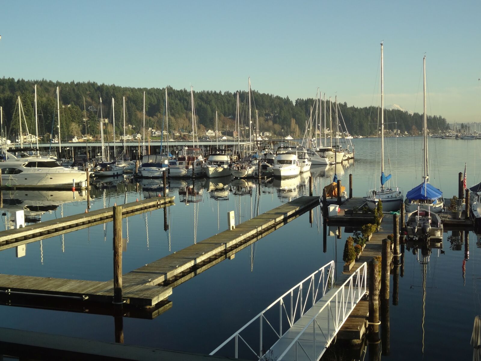 Water, boats and sky at Gig Harbor — photographed with Sony Cyber-shot DSC-WX9